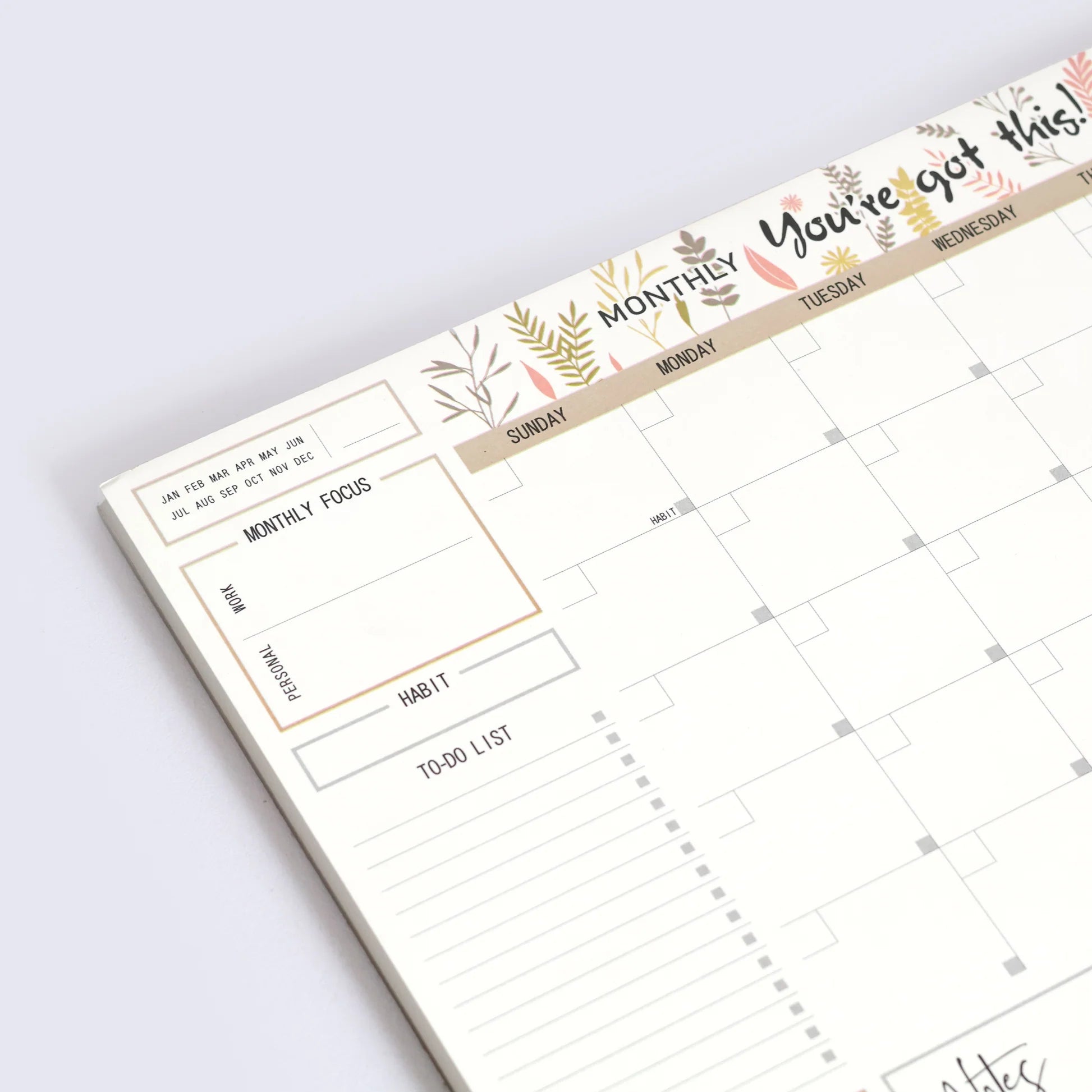 Fun & Motivational Monthly A4 Planner Pad – You’ve Got This!