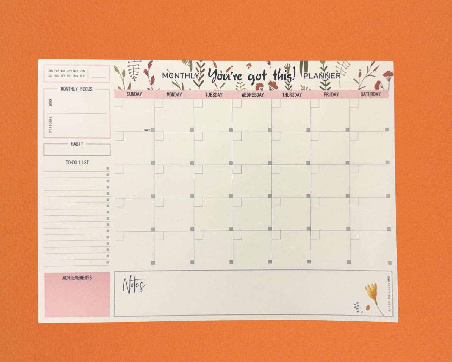 Fun & Motivational Monthly A4 Planner Pad – You’ve Got This!