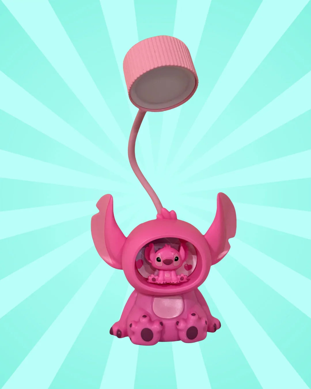 Cute Pink Stitch LED Desk Lamp – Sitting Cartoon Character Night Light