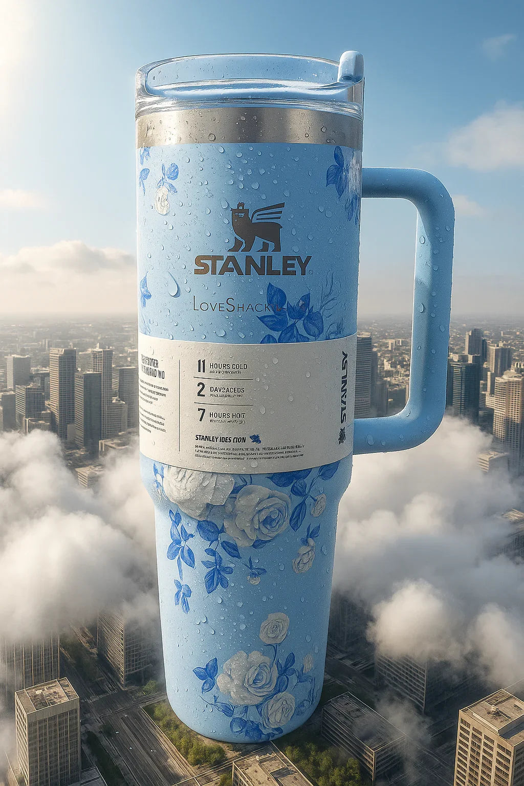 Stanley x LoveShackFancy Quencher H2.0 FlowState™ Tumbler – 40 oz | Blue Garden Edition