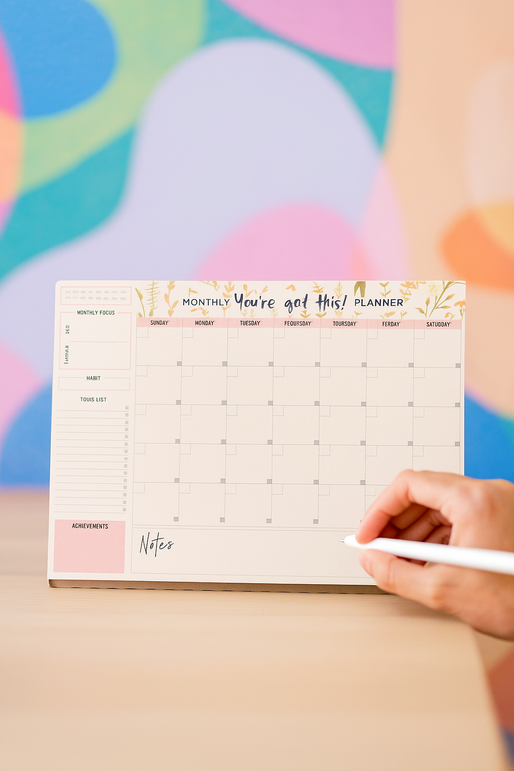 Fun & Motivational Monthly A4 Planner Pad – You’ve Got This!