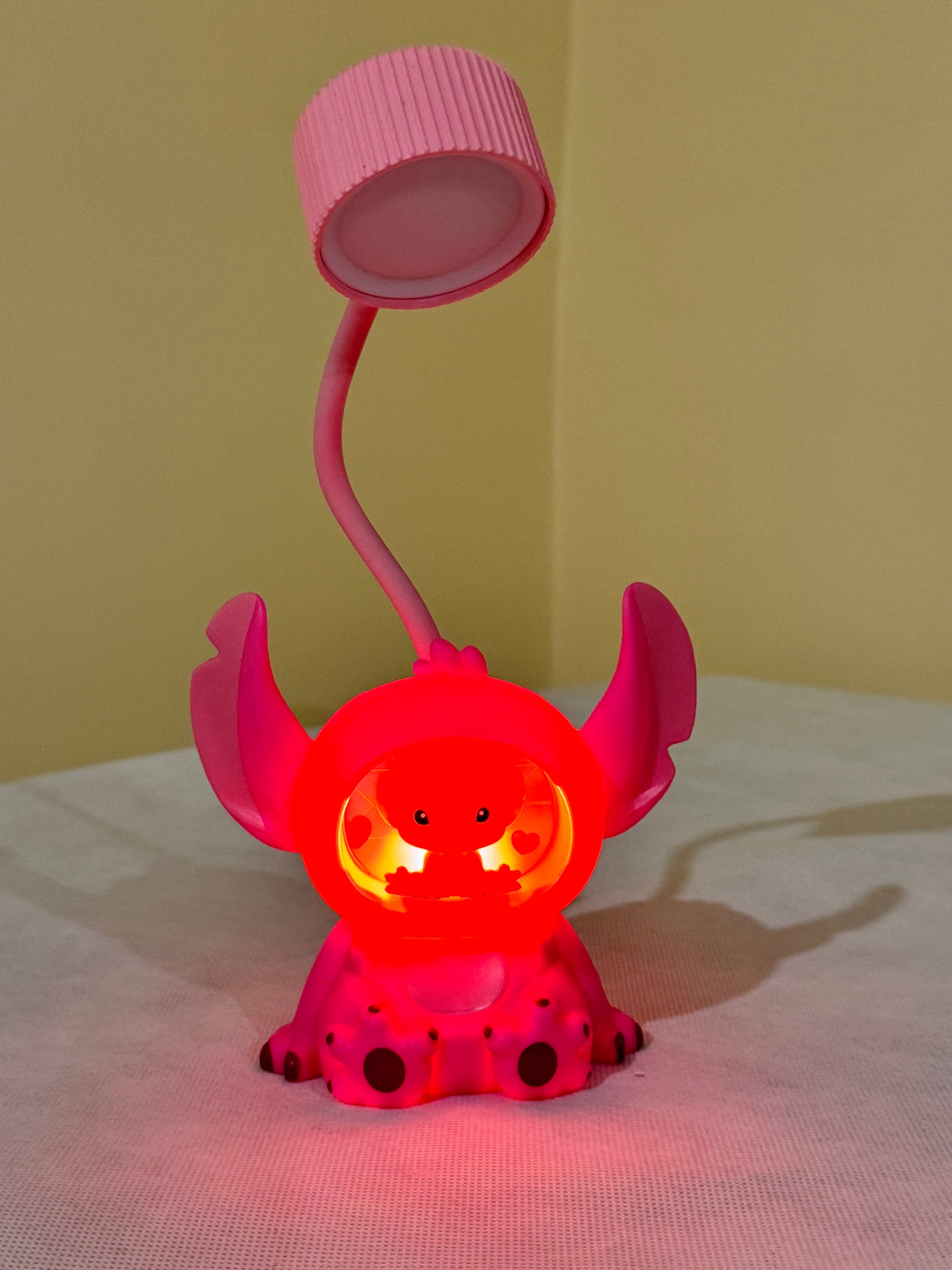 Cute Pink Stitch LED Desk Lamp – Sitting Cartoon Character Night Light
