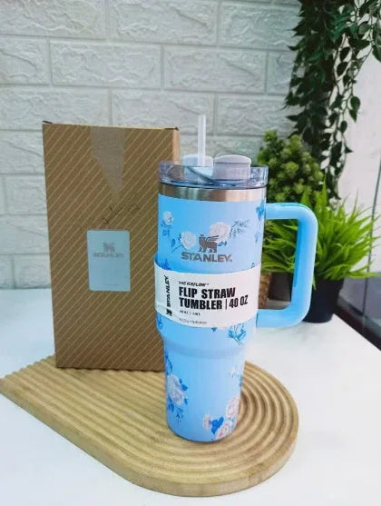 Stanley x LoveShackFancy Quencher H2.0 FlowState™ Tumbler – 40 oz | Blue Garden Edition
